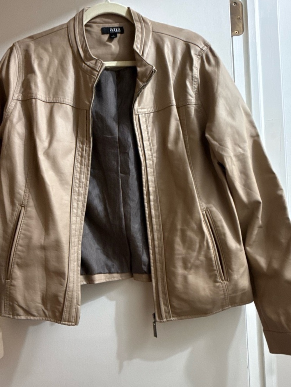 a.n.a Taupe Faux Leather Zip-Front Jacket